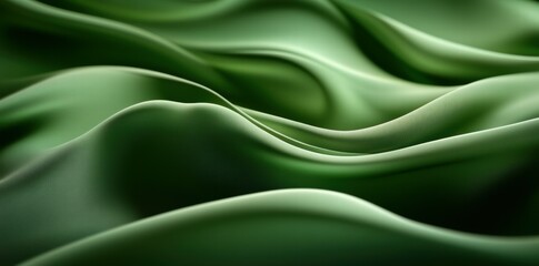 Poster - A close-up of flowing green fabric, showcasing smooth waves and textures.