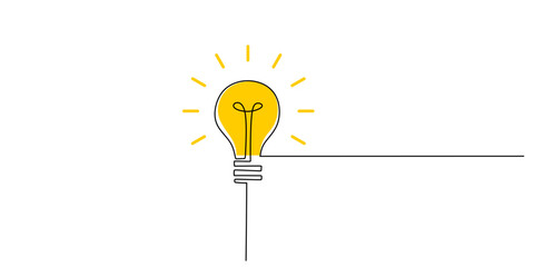 Wall Mural - continuous one line drawing of a big light bulb, symbolizing creativity and the brightness of new id