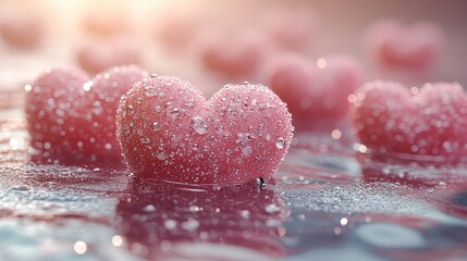 Poster - Celebrate Happy Valentine's Day with a 3D rendered pink heart illustrated on a pink background