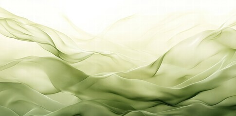 Poster - Abstract waves in soft green tones create a calming, fluid composition.