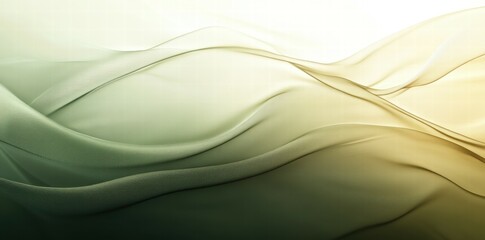 Poster - Abstract wavy design with soft gradients in green and gold hues.