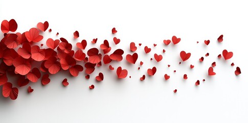 Poster - red paper hearts floating on a clear background
