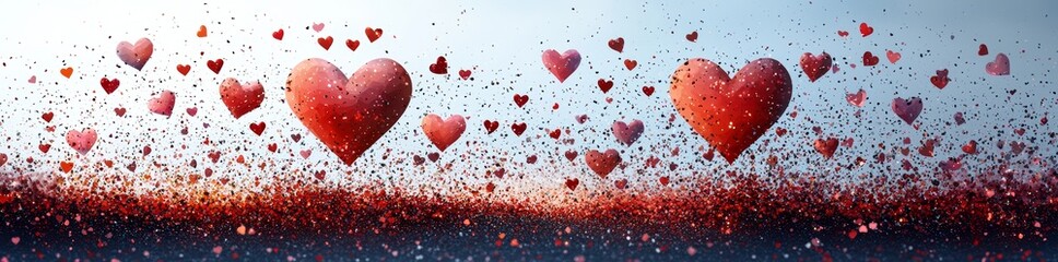 Poster - a love valentine background featuring pink heart petals on a transparent backdrop. ideal for modern 