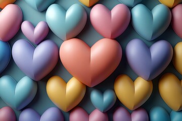 Poster - a vibrant modern illustration of valentine's day hearts for wallpapers and backgrounds, crafted with