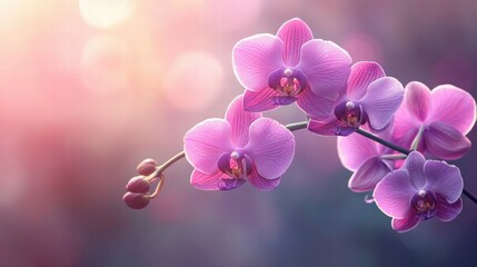 Poster - A close-up of vibrant purple orchids against a soft, blurred background.