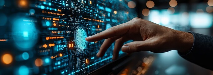 Poster - E-learning technology, webinars, and online education and training to develop new skills and knowledge. AI-enhanced learning with customized courses. Remote learning via the internet. Virtual screen