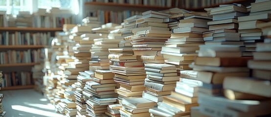 Poster - Virtual Floating Books with Flipping Pages populate an Ethereal Futuristic Library in a Blurred Sci-Fi Documentary Style