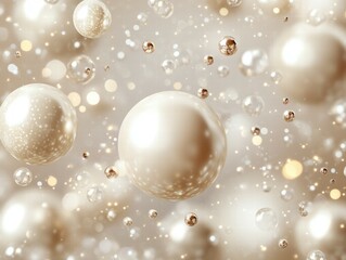 Poster - A visually appealing arrangement of shimmering pearls and bubbles on a soft background.