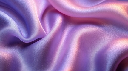 Poster - A close-up of flowing satin fabric in soft purple and pink hues, showcasing texture and sheen.