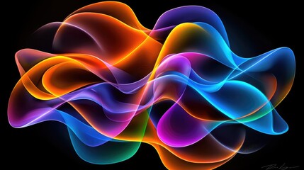 Aufkleber - Dynamic abstract waves digital art modern design colorful background high contrast visual creativity