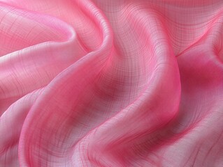 Poster - A close-up view of soft, flowing pink fabric showcasing delicate textures and gradients.