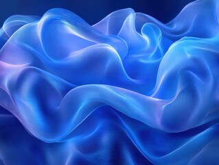 Poster - A flowing, translucent fabric in shades of blue, creating a serene and abstract visual effect.