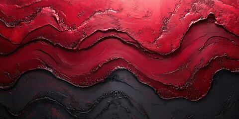 Aufkleber - Abstract artwork featuring flowing waves of red and black textures.