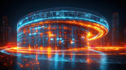 Poster - Futuristic glowing structure with vibrant energy effects.