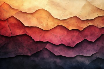 Poster - Abstract layered texture with warm colors and cracks, evoking depth and natural formations.
