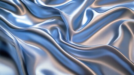 Poster - A close-up of smooth, shimmering blue satin fabric, showcasing its texture and sheen.