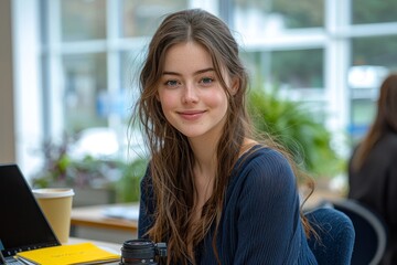 Poster - A university student is immersed in a study session, utilizing digital tools