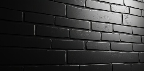 Aufkleber - A close-up view of textured black brick wall, illuminated by soft light.