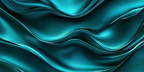 Poster - A smooth, flowing fabric texture in shades of teal, conveying elegance and depth.