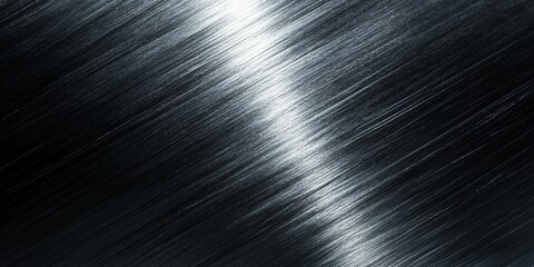 Poster - A sleek, metallic surface with brushed texture reflecting light.