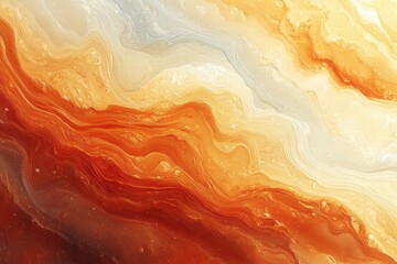 Aufkleber - Abstract swirling patterns in warm orange and cream tones, resembling fluid art.
