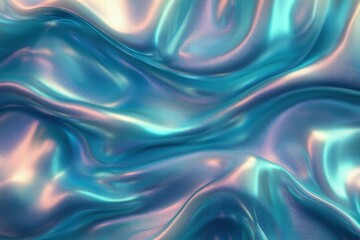 Poster - A smooth, flowing abstract texture with shimmering teal and pink hues.