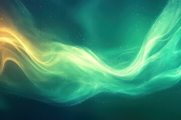 Poster - Abstract swirling colors of green and gold create a dreamy, ethereal atmosphere.