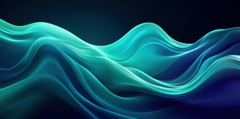 Poster - Abstract waves in shades of blue and green, creating a serene and fluid visual effect.