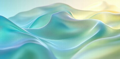 Poster - Abstract waves of soft fabric in pastel colors creating a serene and calming visual effect.