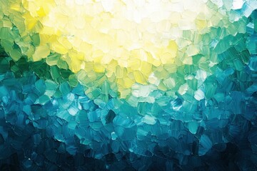 Poster - An abstract painting with vibrant colors blending from yellow to green and blue hues.