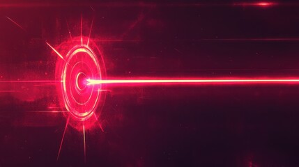 red laser beam targeting a glowing circular energy source.