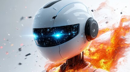 Poster - Amidst the colorful bookshelves of a library, a robot is engrossed in reading a book