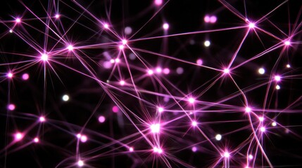 Poster - Abstract Network with Glowing Lines and Dots in Dark Background