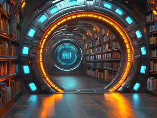Poster - A radiant gateway to profound wisdom bridging eras in a digital library