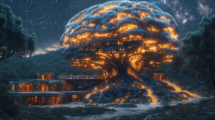 Poster - Glowing Treehouse in the Shape of a Brain for Playful Learning and Adventurous Knowledge