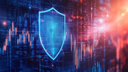 Poster - Digital Shield Protection Concept with Financial Data Visualization