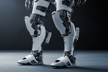 Poster - Robotic legs display advanced technology in a sleek design in a dark studio environment