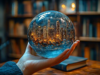 Poster - Picture - A Glass Enclosure Hosting the Digital World, Library, Data, Technology, and Knowledge