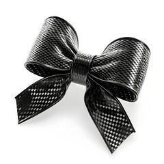 Wall Mural - A glossy black bow with a textured pattern, suitable for decoration or fashion accessories.