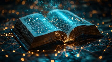 Poster - An open book represents knowledge, while a world map underscores global connections and learning prospects