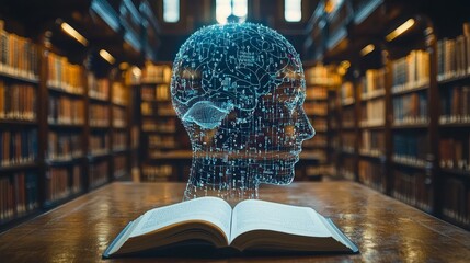 Poster - Unveiling AI-driven tailored learning in a state-of-the-art library adorned with dynamic visuals