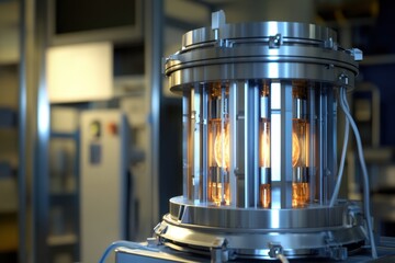 Poster - Innovative energy device emitting light in a modern laboratory setting