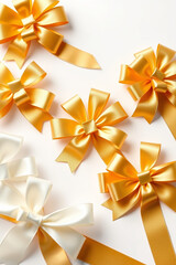 Gold and white satin ribbon bows