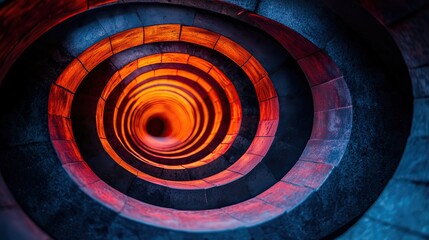 Poster - Intriguing spiral staircase descending into warm light captivating architectural detail