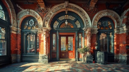 Poster - Ornate entrance with vibrant architecture and decorative details.
