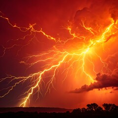 Wall Mural - lightning in the night