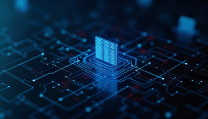 Poster - technology icon with data visualization: a technology icon featuring data visualization, representin