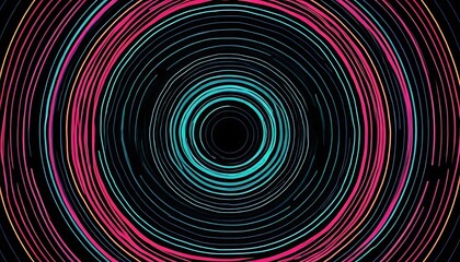 Poster - Abstract concentric circles vibrant neon colors design