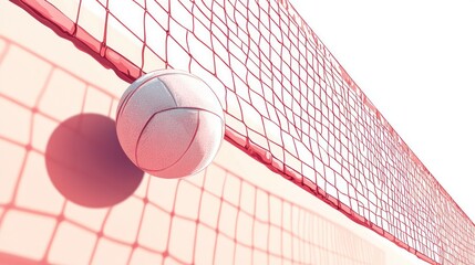 Wall Mural - Volleyball nearing net, close-up view.