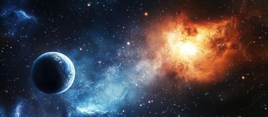 celestial beauty: planets nestled in a colorful nebula background.